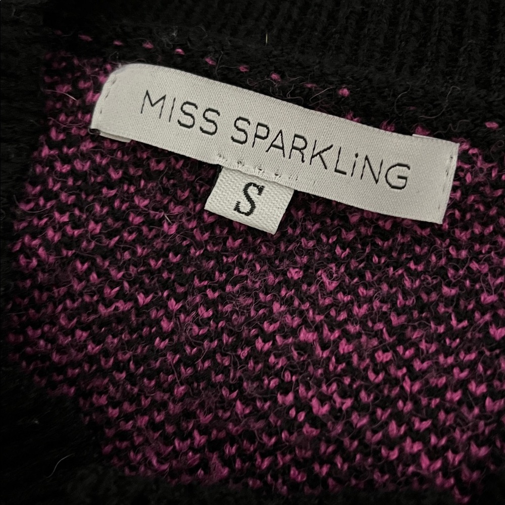Miss Sparkling Crew Neck Black Sweater with Pink Heart 🩷 Design - Picture 7 of 7